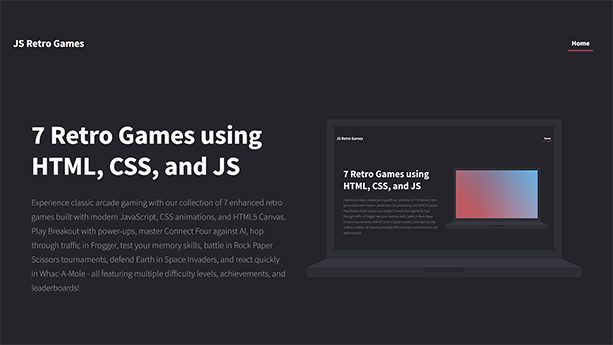 7 Retro Games using HTML, CSS, and JS